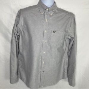 AEO Solid Gray Casual Button Down Small